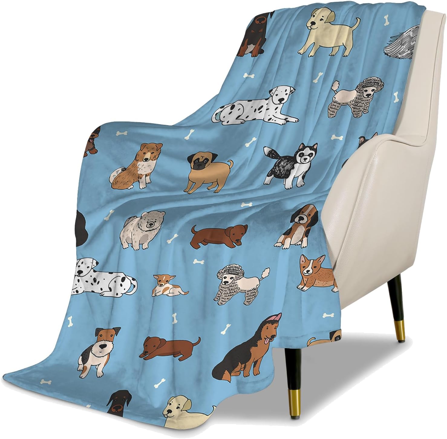 Kids Cute Dogs Puppies Print Cartoon Throw Blanket for Boys and Girls 60″X50″ Blanket with Dogs on It Suitable for All Season 3