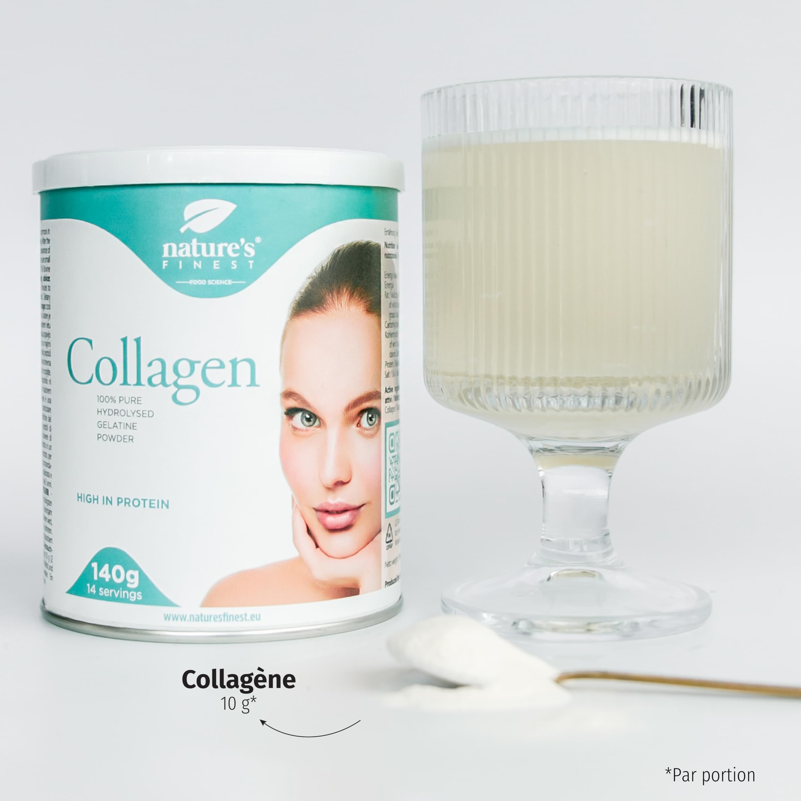 Nature's Finest by Nutrisslim Collagène en Poudre Hydrolysé 100% Naturel, Collagène Bovin Pur Sans Additifs, Optimise l'Absorption - Sans Édulcorants ou Arômes Artificiels