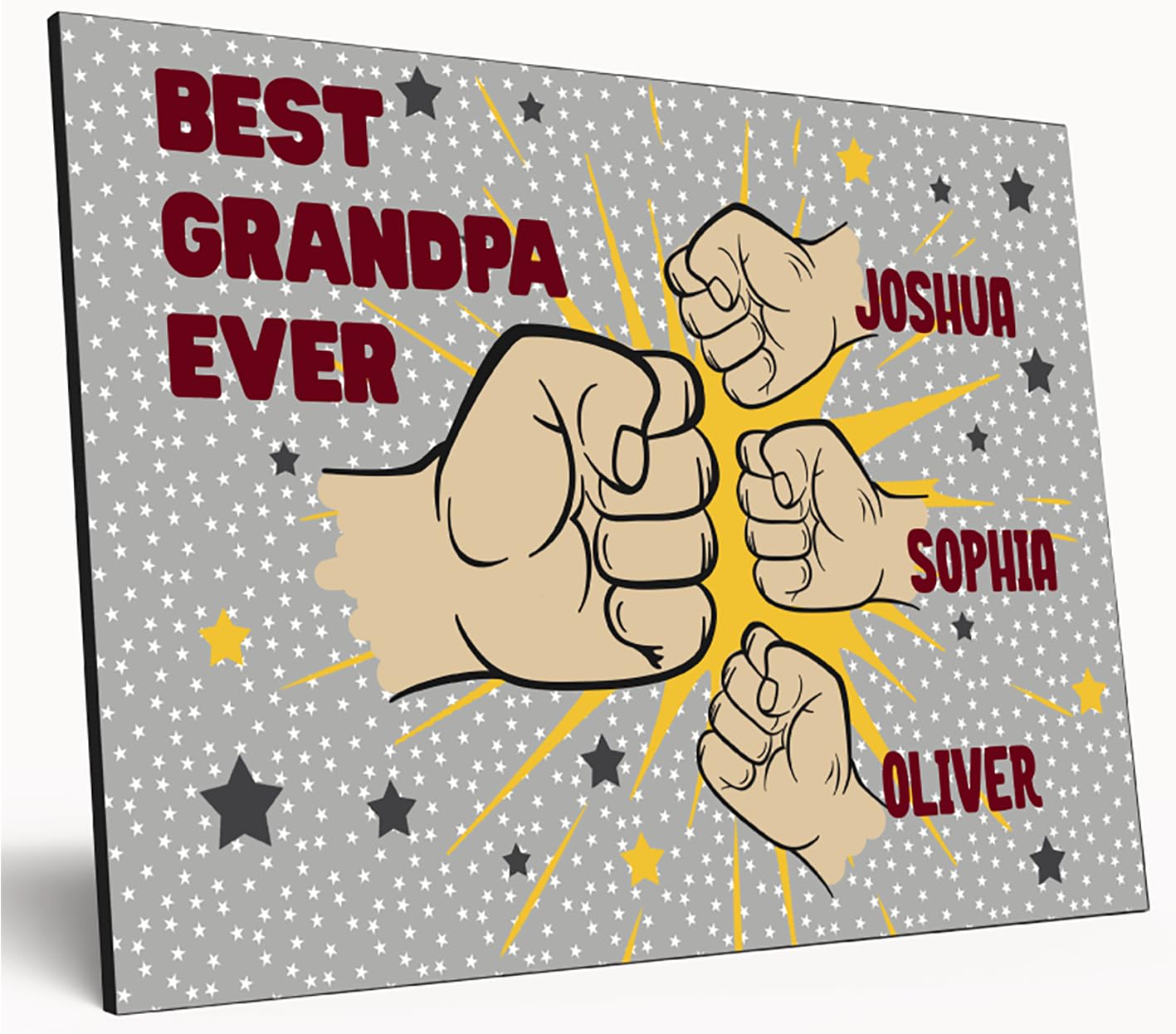 Personalised Fist Bump Sign Custom Wooden Print A4 Plaque Fun Gift Sign for Dad, Grandad, Uncle Wall Art Desk Office Home Décor