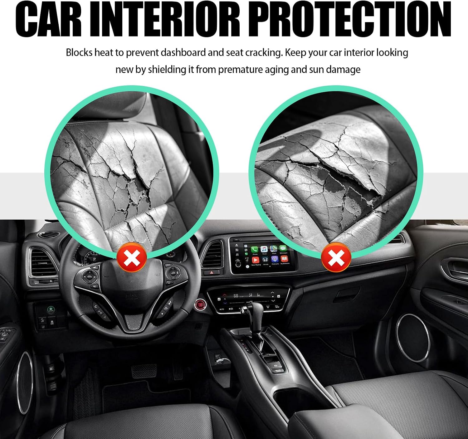 2026 Thickened Car Windshield Sun Shade Suction Cup Mount,Foldable Car Sun Shade Windshield for Blocking Sunlight,57"x31" Universal Cars Windshields Cover Suns Shades