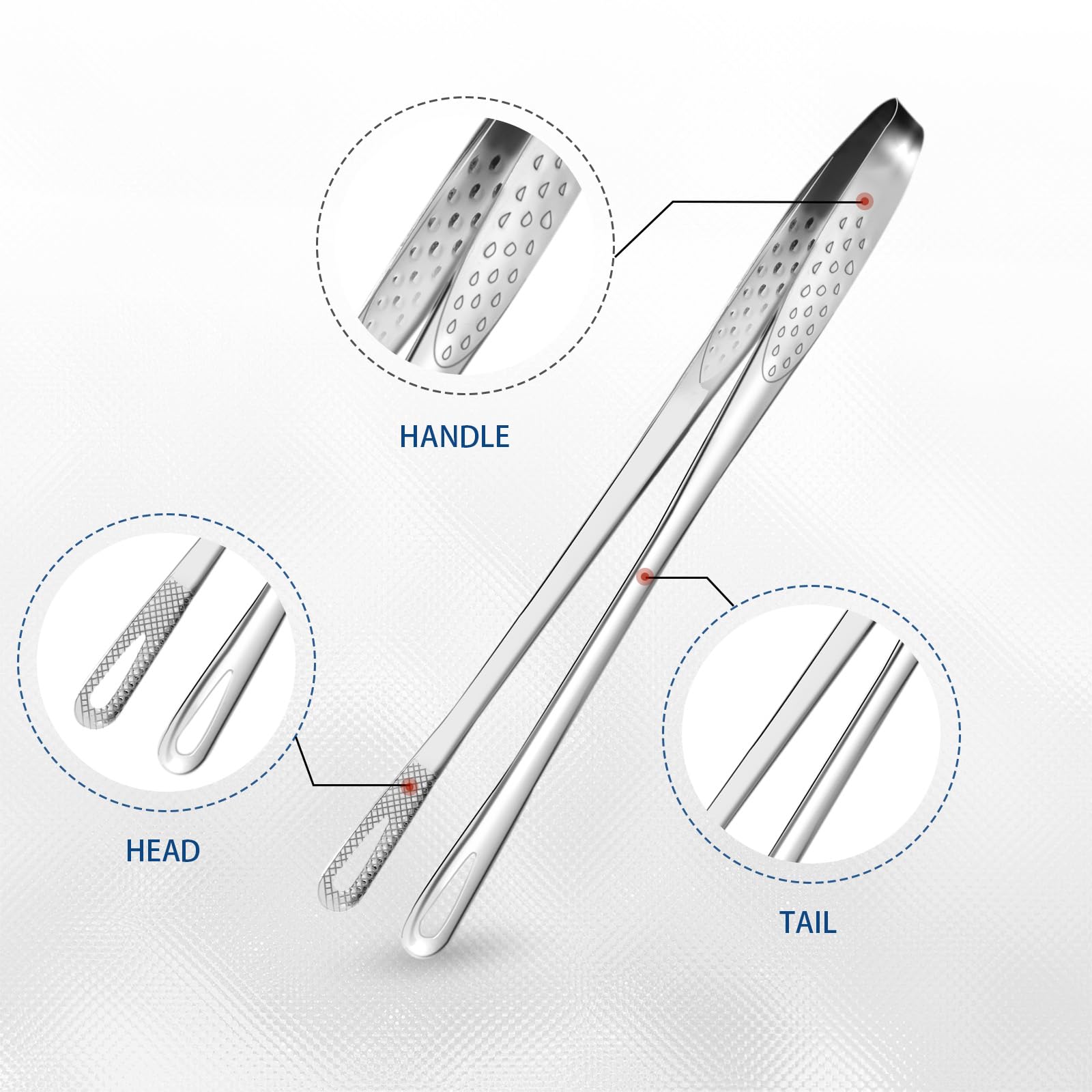 KALIONE 9.5 inch Kitchen Tweezers BBQ Tongs Korean and Japanese Cooking Tongs, 304 Stainless Steel Serving Tongs Kitchen Buffet Tongs, Clamp Tool for Cooking Salad Barbecue Buffet Meat(4 Pcs)