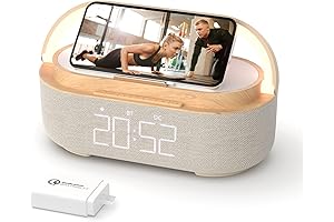COLSUR Bluetooth Alarm Clock Speaker with Qi Wireless Charger