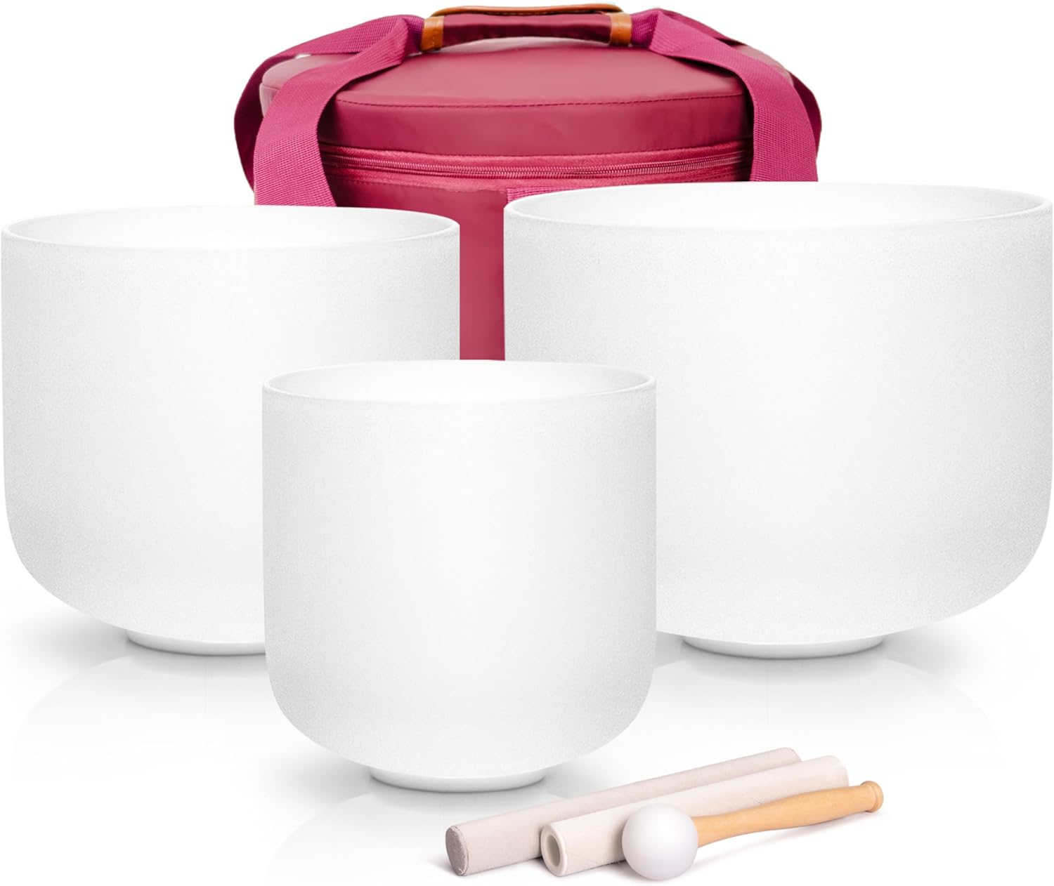 ALIOTH (7"A+9"E+11"C) 3-Piece Chakra Crystal Singing Bowl Set with Heavy Duty Case & Mallets for Yoga, Meditation & Sound Healing