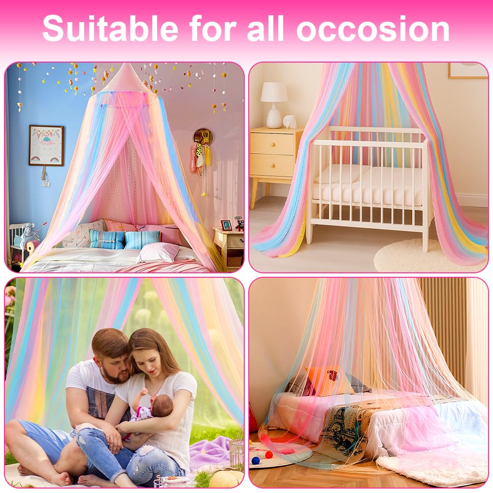 Vicloon Zanzariera Letto, Baldacchino per letto, Zanzariera a tenda per letto singolo/matrimoniale, Adatto Per Interni Ed Esterni, Protezione dalle Zanzare (Arcobaleno)