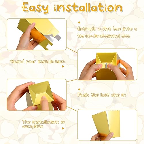 Miniatura 2 de 200 cajas de palomitas de maíz, mini caja de papel para palomitas de maíz, contenedor de cartón para palomitas de maíz para fiestas, bolsas