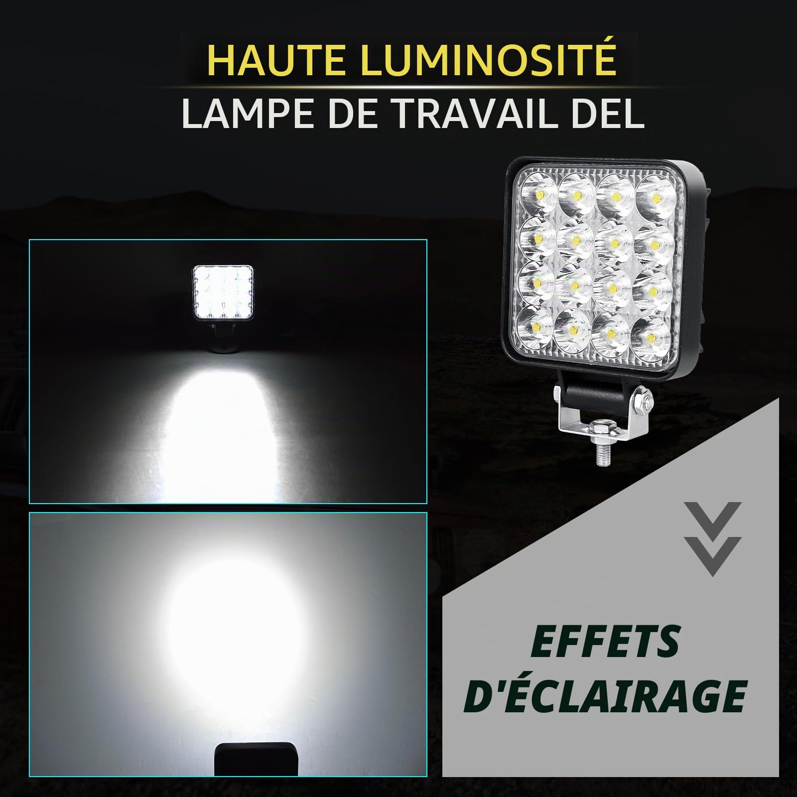 Willpower 4PCS Phare de Travail LED 3.3'' 48W Projecteur LED 12V 24V Etanche IP67 Spot Feux Antibrouillard pour 4x4 Voiture Camion Tracteur SUV Bateau Quad Vehicule