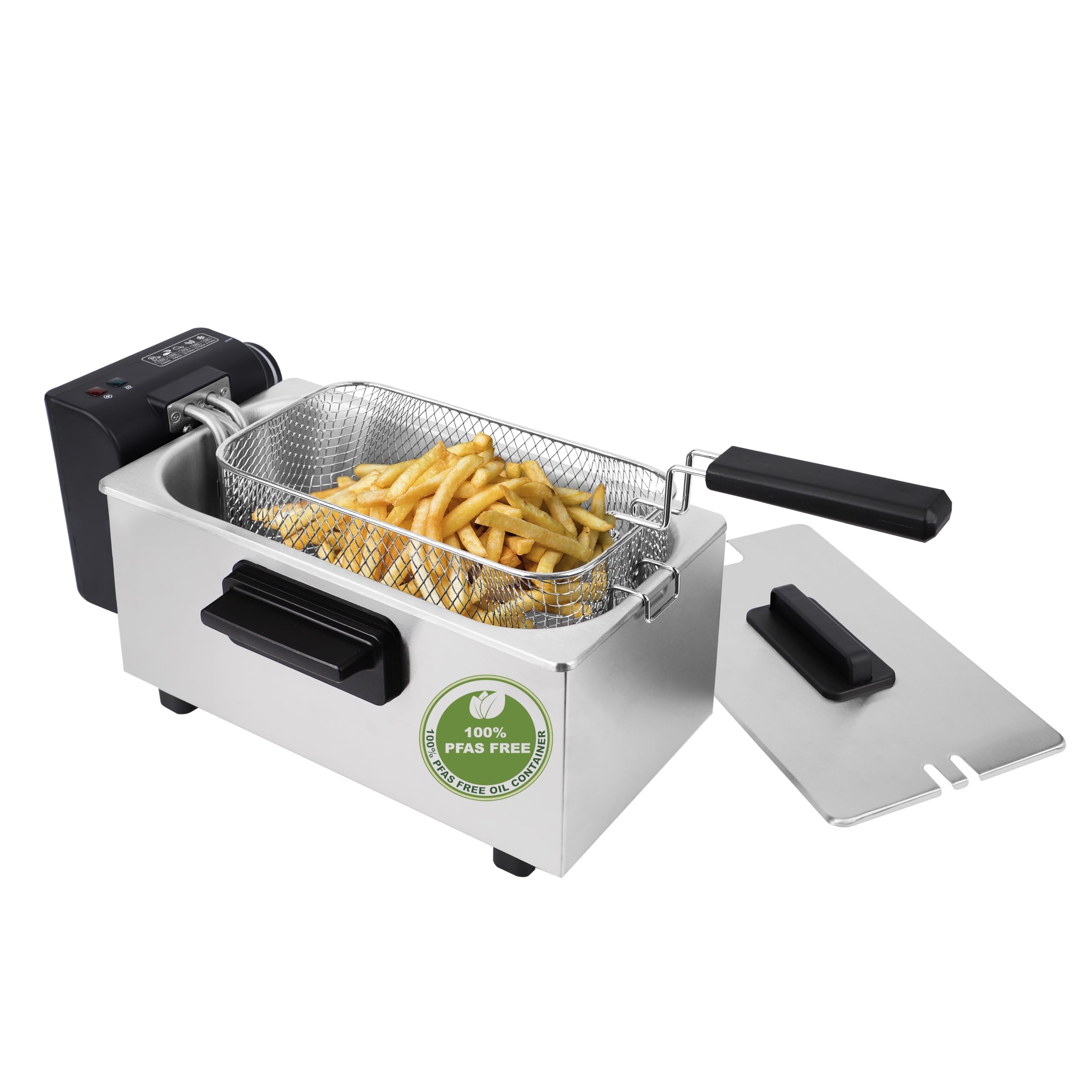 EMERIO Friggitrice ad olio da 3,0 l con tecnologia a zone fredde, niente più sapore amaro, friggitrice con zona fredda da 2000 W, serbatoio in acciaio inox, senza PFAS, facile da pulire, termostato