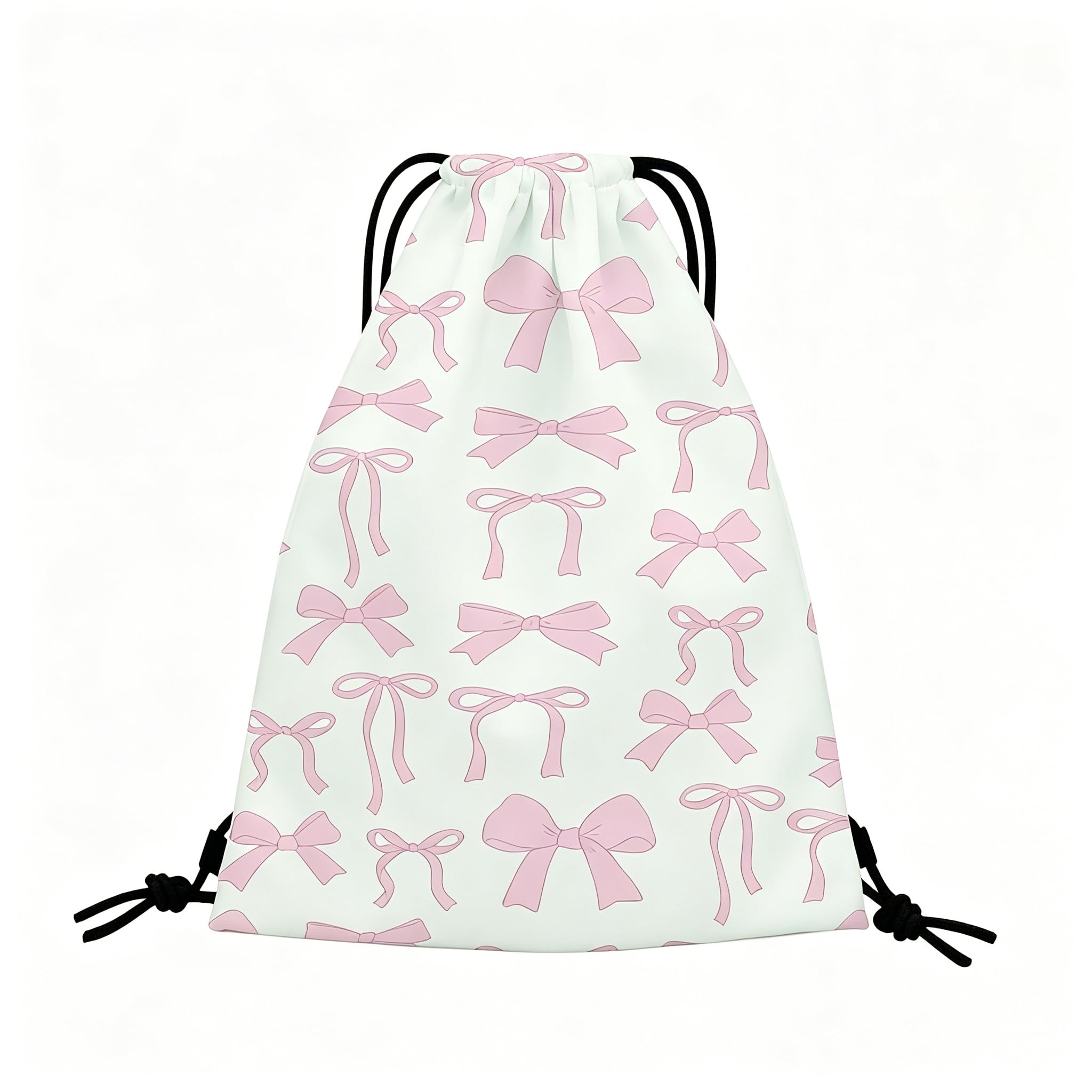 XcnPer Swim Bag, Drawstring Backpack with Bow Pattern, Cute Bows Swimming Bag, Swimming Gear and Accessories, Suitable for Pool Visits and Beach Trips, PE Bag with Zipper for Women