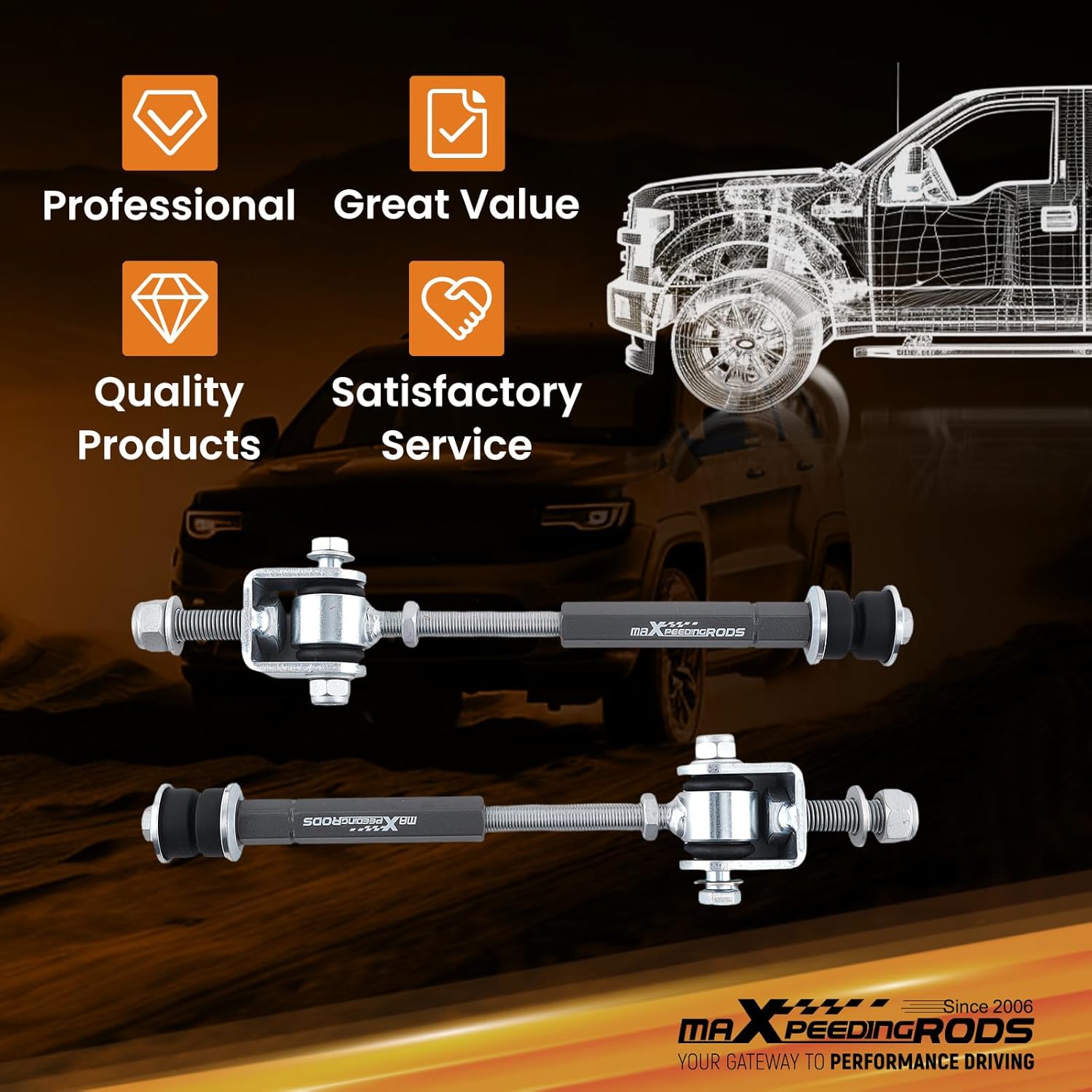 maXpeedingrods Adjustable Sway Bar End Link 4-6" for 1999-2016 Chevy Silverado/GMC Sierra 1500 2500 3500 HD, for Suburban 1500/Tahoe/Avalanche