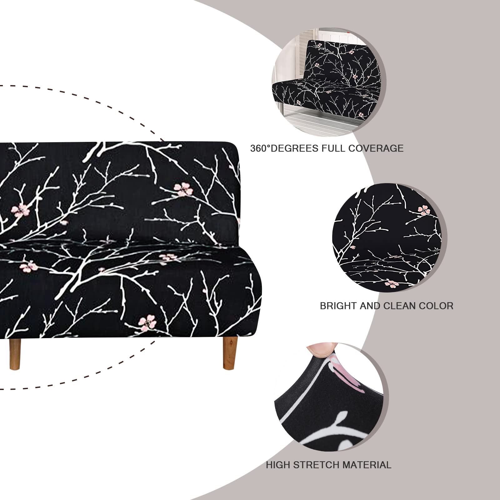 Lydevo Copridivano 3 Posti Senza Braccioli Elasticizzato Universale, Copridivano Letto Pieghevole Clic Clac Lavabile Rimovibile Estraibile, Fodera per Divano Futon per Soggiorno Casa,Prugna