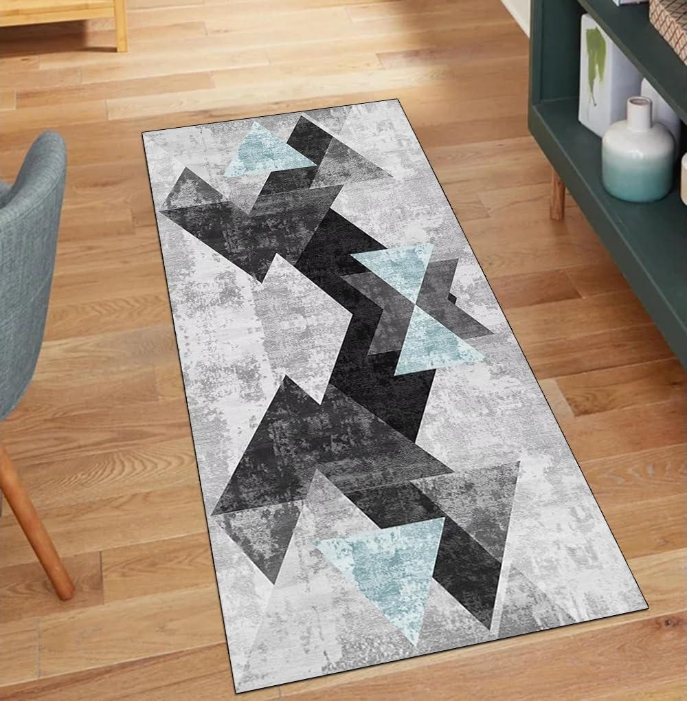 Alfombra dormitorio larga y geométrica gris para un despertar cálido y cómodo