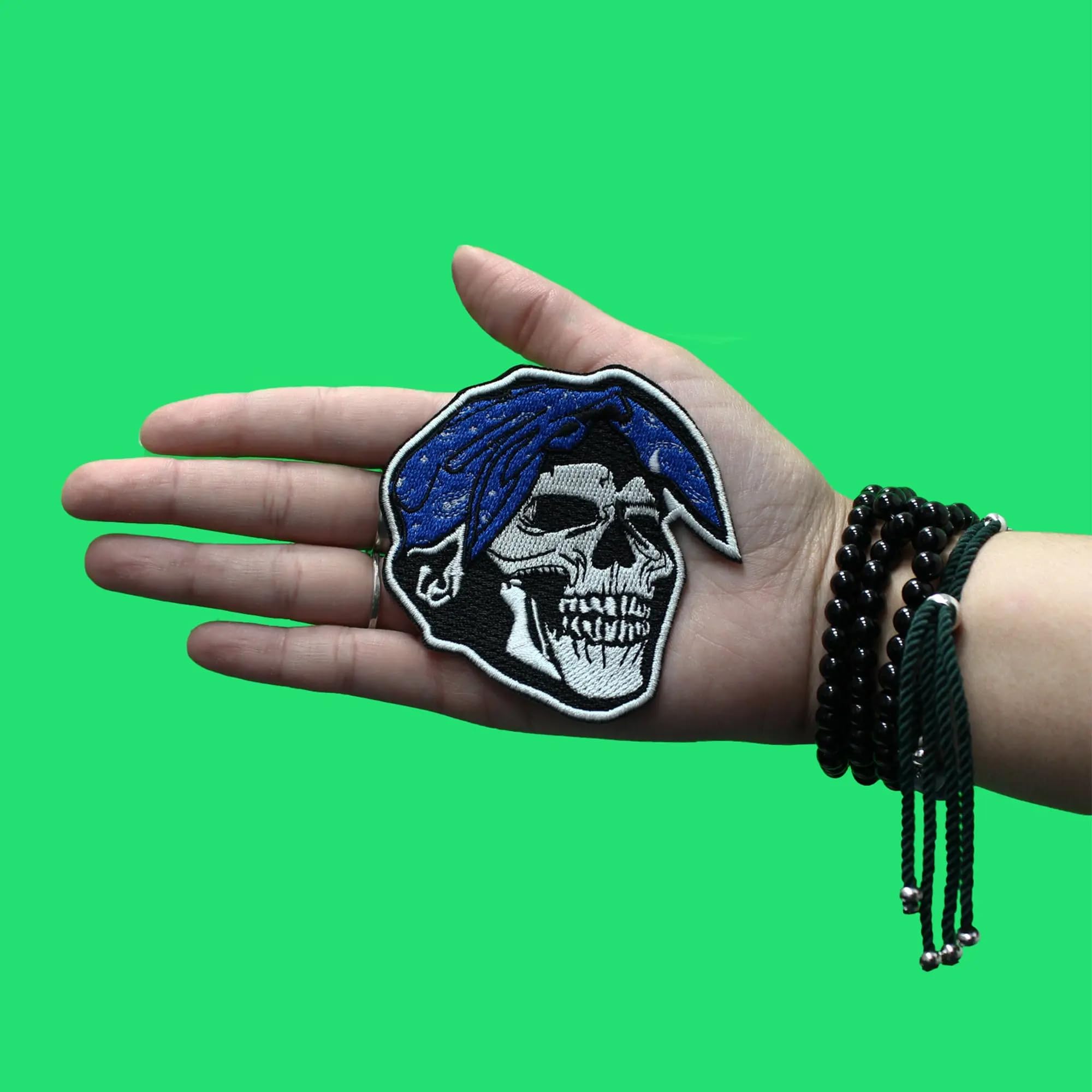 Blue Bandana Skull Patch West Coast California Rapper Embroidered Iron On