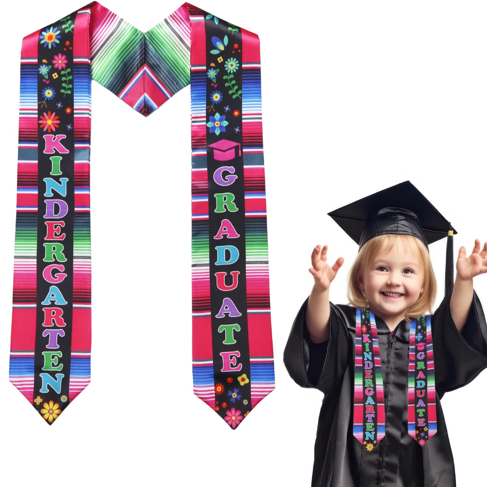 SNASRHTY Mexican Graduation Sash, Kindergarten Graduation Stole 59x4.1 inch Mexican Stoles for Graduation 2025 Mexico Graduation Sash Sarape Graduation Stole for Graduation Gifts
