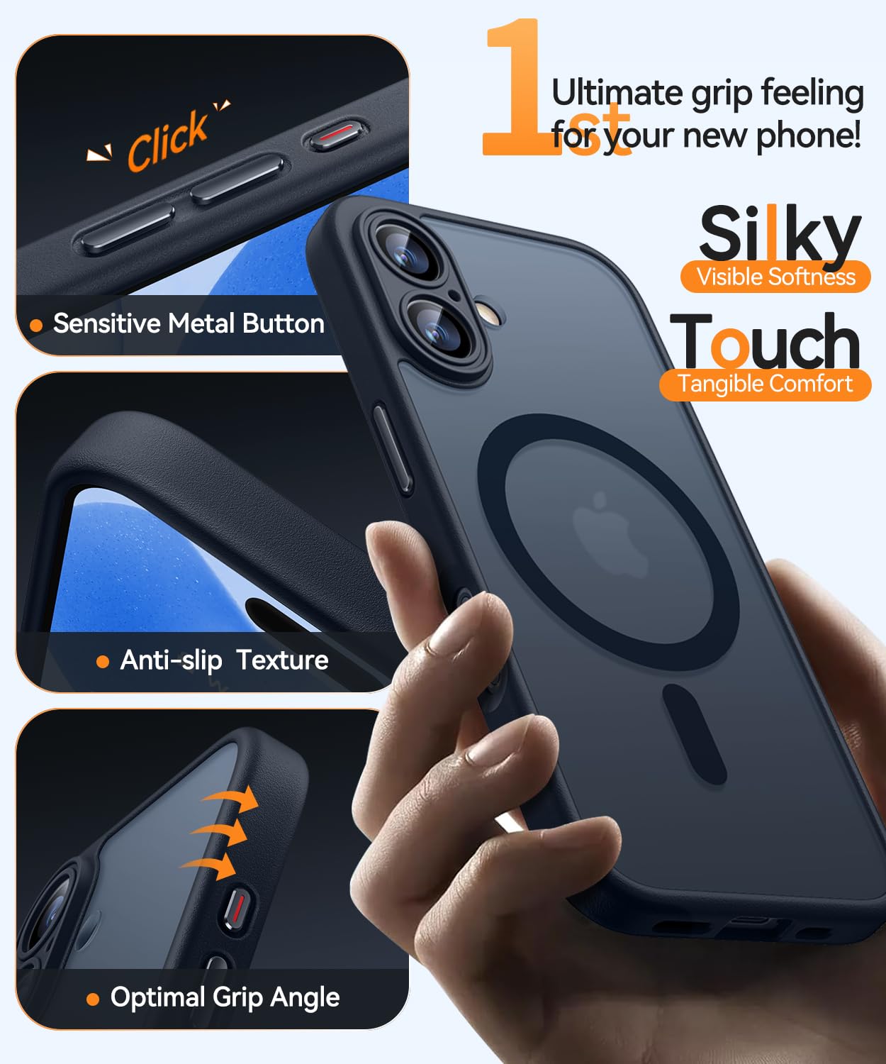 CANSHN Cover Magnetica per iPhone 17(6,3 Pollici), Compatibile con MagSafe, [Protezione Completa Della Fotocamera], Custodia Traslucida Opaca Protettiva Sottile Antiurto,Nero