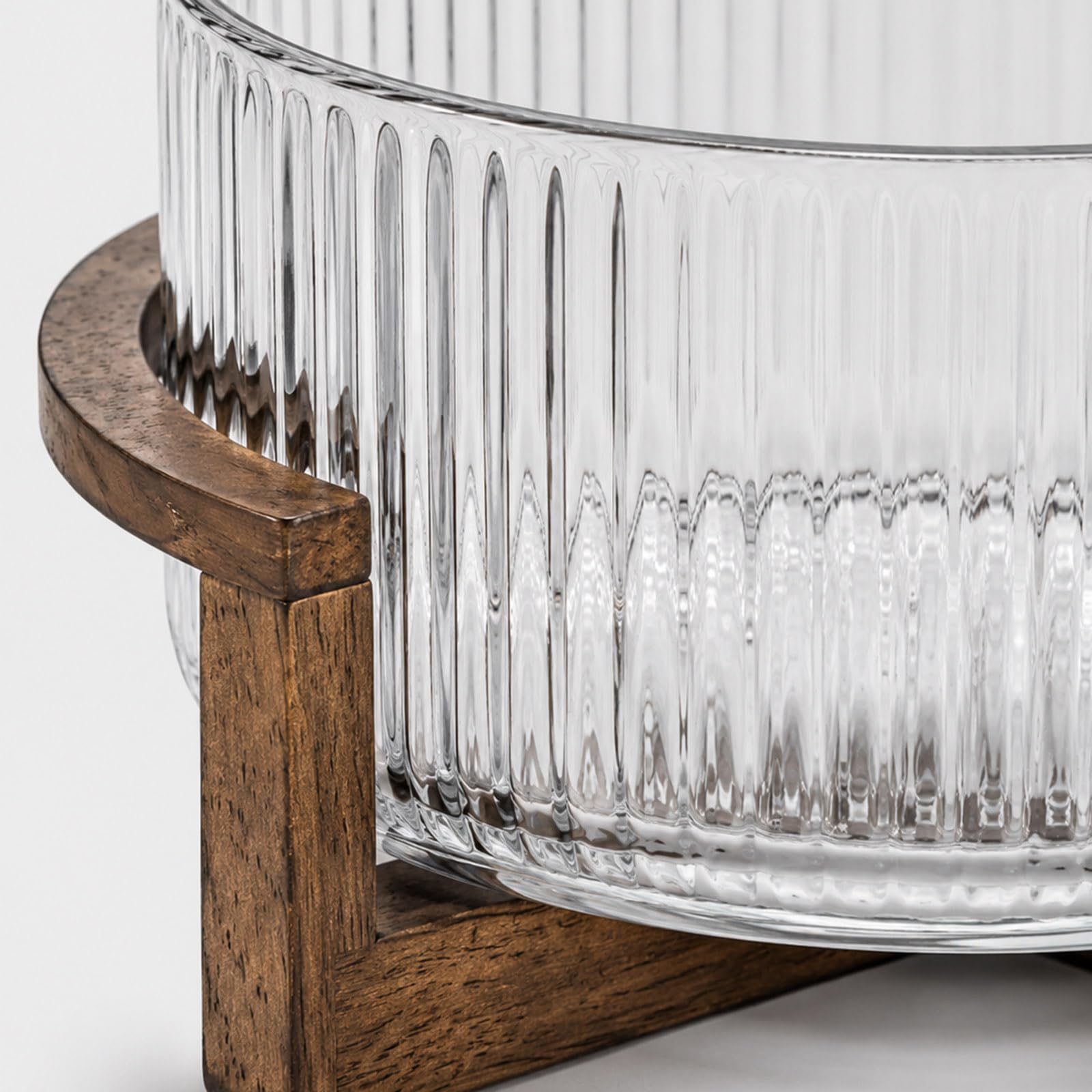 Großes Servierstück mit Holzständer für Obst, Clear