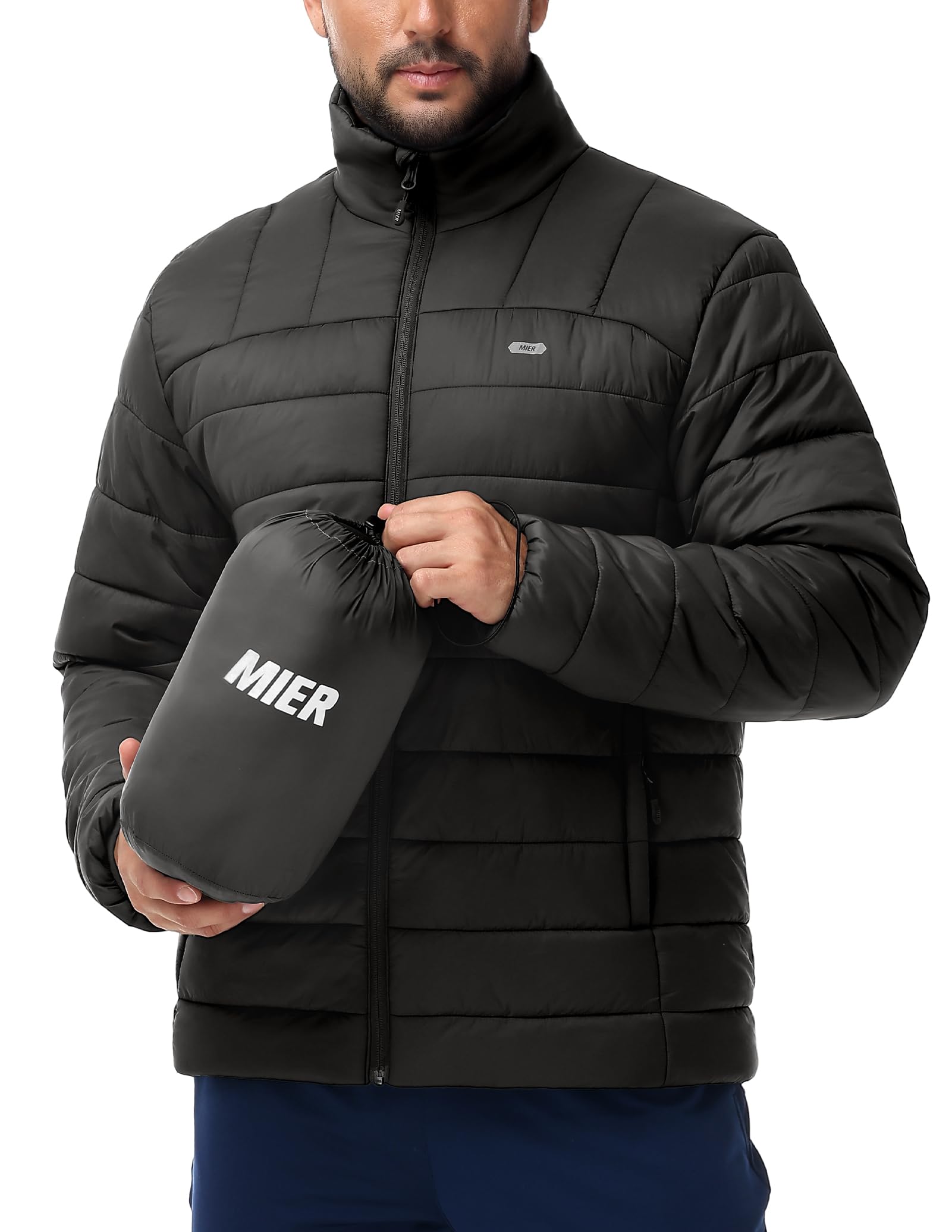 MIER Uomo Inverno Leggero Giacca Calda Corto Escursioni Viaggi Packbar Puffer Giacca