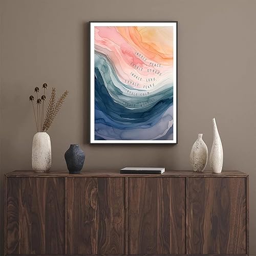 Miniatura 4 de BIGAOYS Inhale Exhale, póster de arte de pared inspirador, arte motivacional para terapia de salud mental, decoración de oficina, dormitorio de