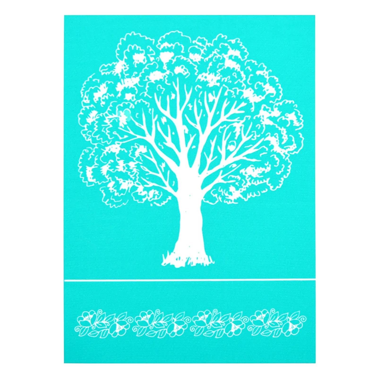 MANGOUSONG Screen Printing Kit,18x13cm Life Tree Silk Screen Stencils Reusable Silkscreen Print Kit for Printing Handbag Decoration Template ?Seal Tool