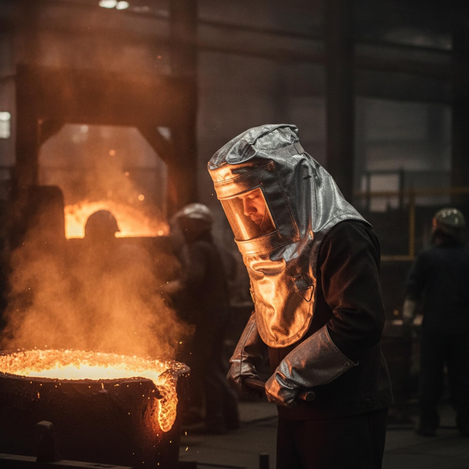 predolo Capuc Aluminizada Anticalórico Capuc con Pantalla Ignífugo Indumentaria Protección para Fundición, Trabajos en Caliente
