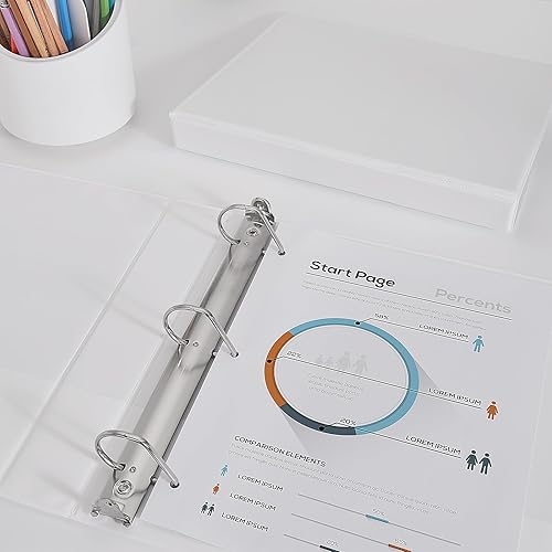 Miniatura 7 de Comix Carpeta básica de 3 anillos en D de 1 pulgada, con capacidad para 225 hojas de papel de 8.5 x 11 pulgadas, paquete de 12 unidades (blanco)