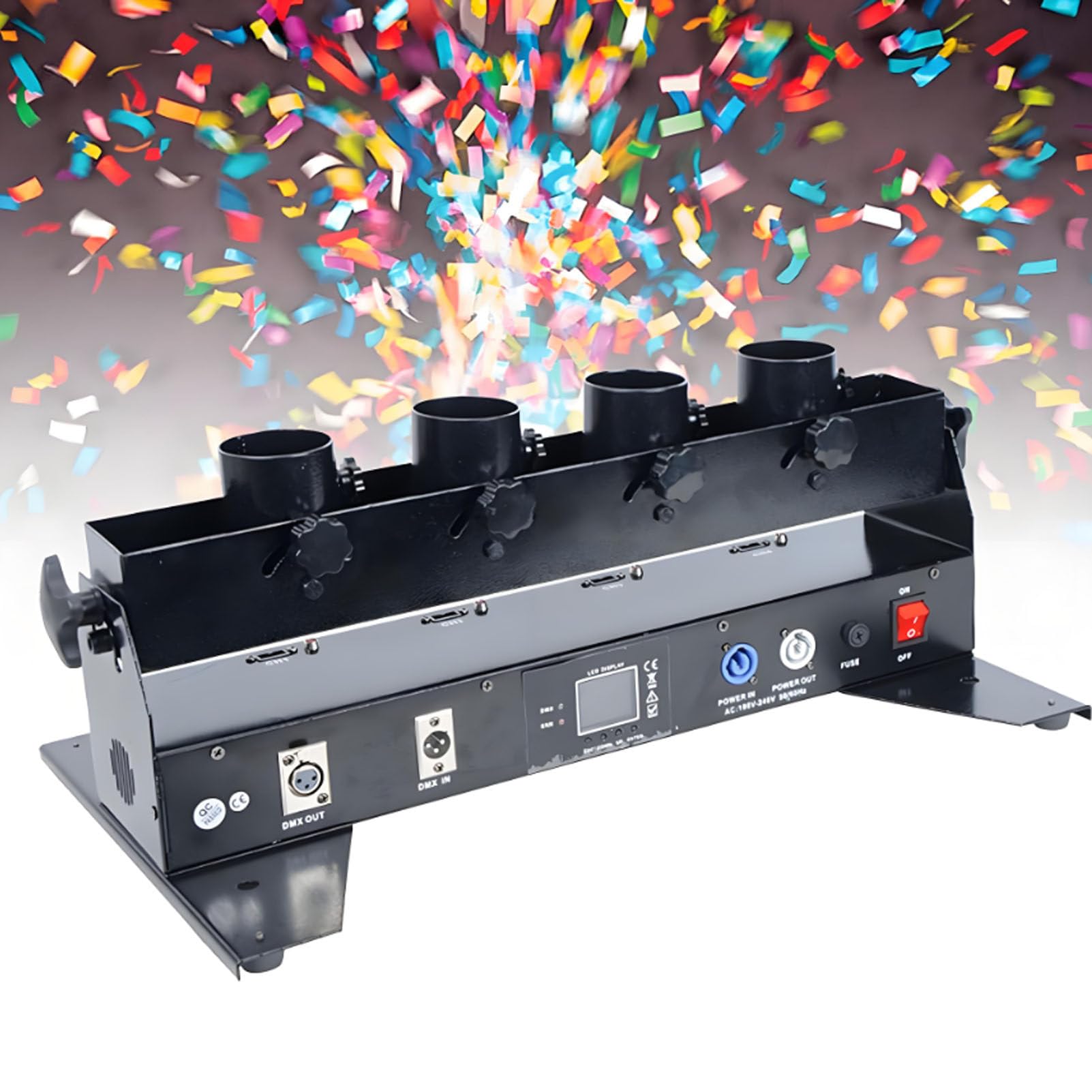 Macchina spara coriandoli, pistola spara coriandoli portatile a 4 colpi, con DMX512 e telecomando, per matrimoni, spettacoli in discoteca, feste.