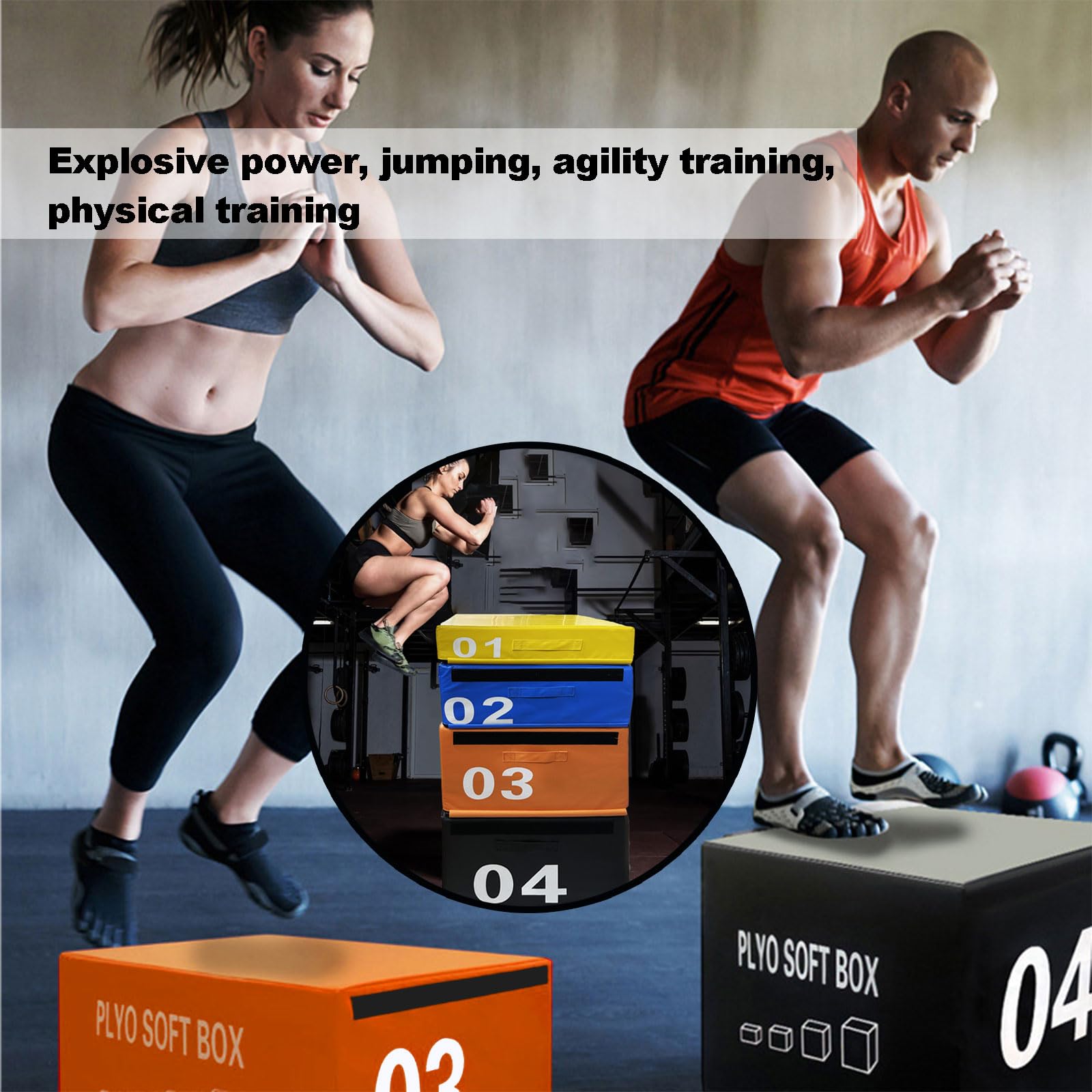 Plyo Box, 4-in-1-Schaumstoff-Sprungbox, Boxsprünge für das Heimfitnessstudio, Trainingsbox aus rutschfestem PVC-Leder zum Springen, Konditionstraining, Krafttraining(Size:18” | 45cm)