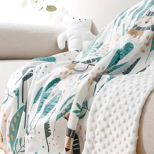Vista 7 de insular Manta de bebé para niños y niñas, felpa suave Minky con respaldo de puntos, manta de recepción de doble capa para cochecito, cuna, manta