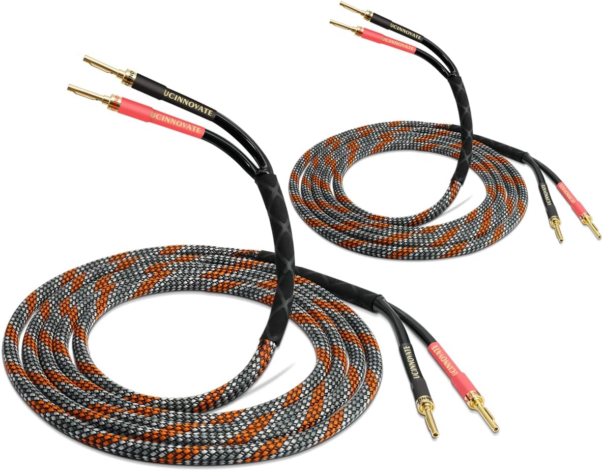 Micca Pure Copper Speaker Wire with Gold Plated Banana Plugs 14AWG 12