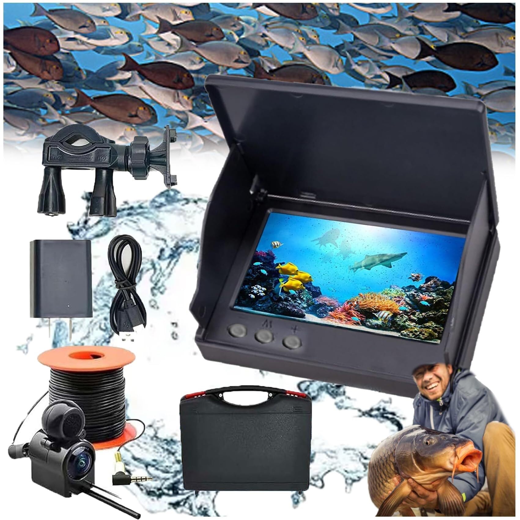 Akaso Ek7000 Underwater 4.3-Inch Screen Fish Finder With Night Vision ...