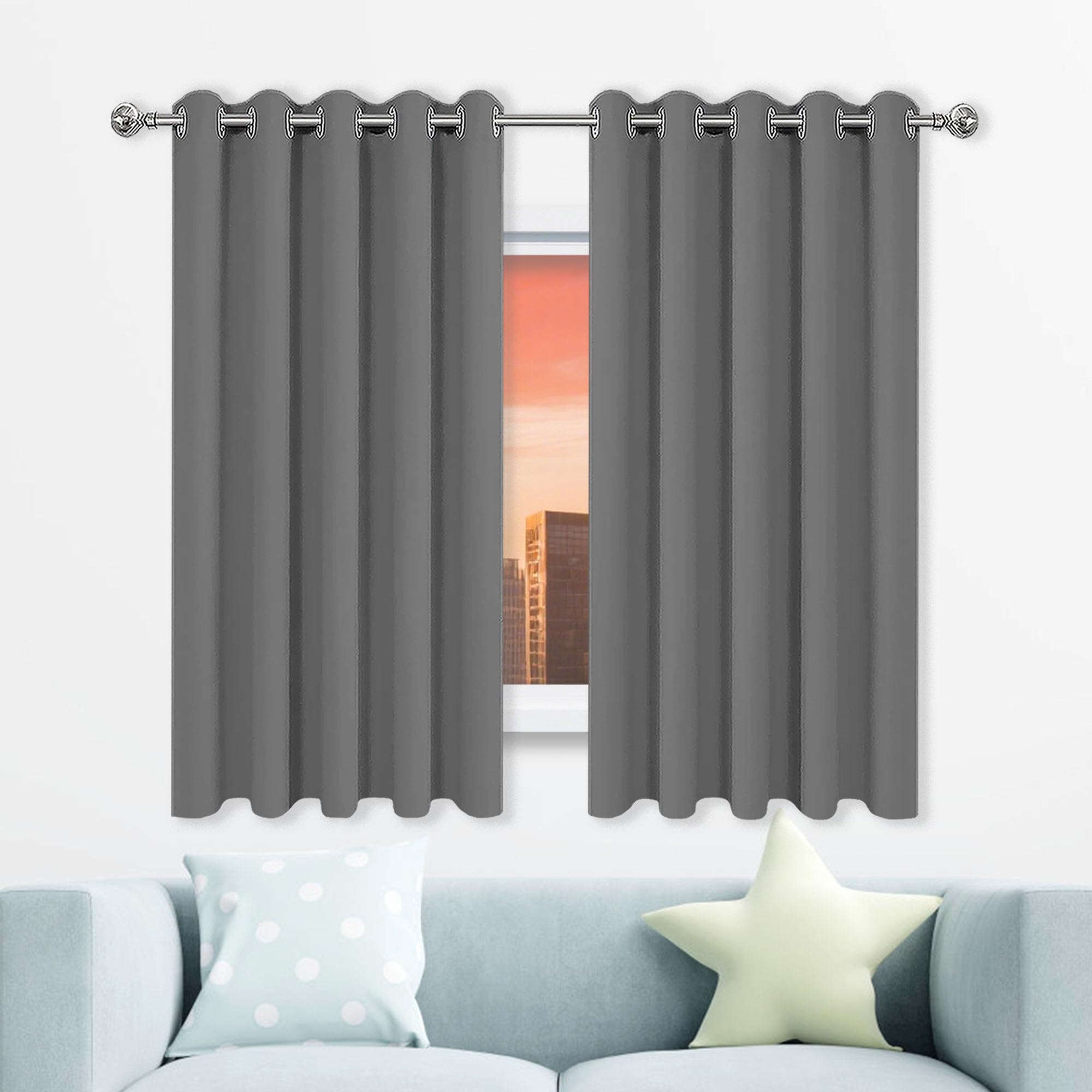 Rideau occultant 200 x 220 cm gris foncé pour isolation thermique de chambre