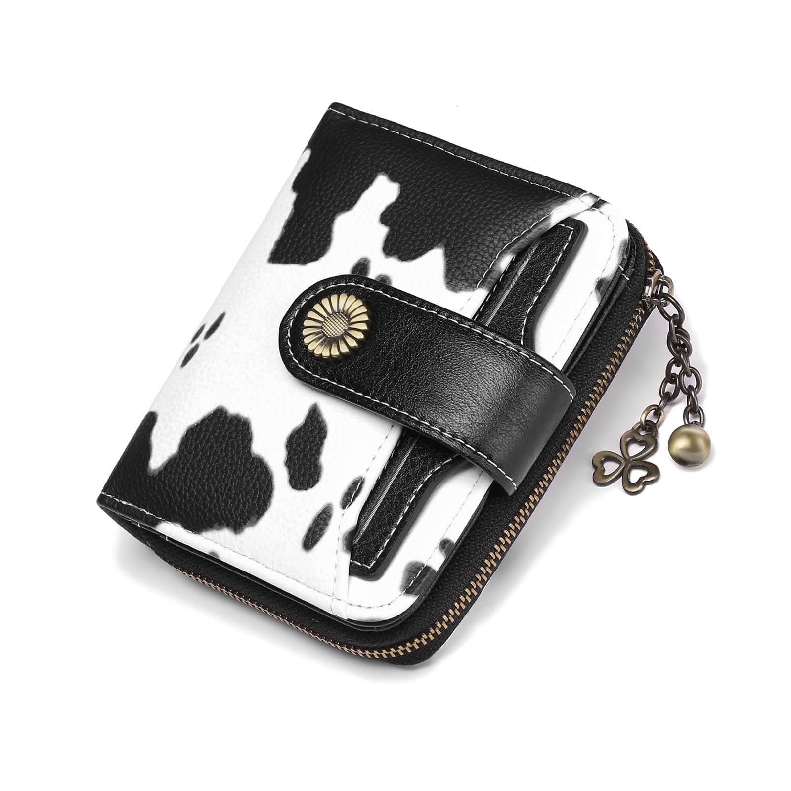 SENDEFNWomen's Small Wallet, Women's Genuine Leather, with Coin Compartment, Small Zip, Wallet, Card Holder with RFID Blocker, Da-Milky White, Classic