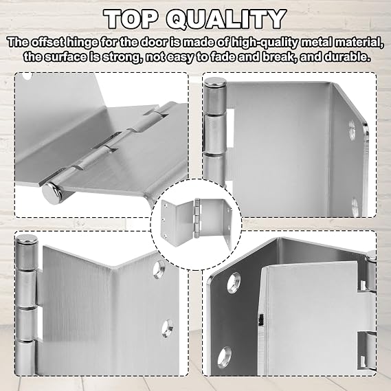 Handicap Expandable Door Hinges, Offset Door Hinges - 2 Swing Hinge in Satin Chrome