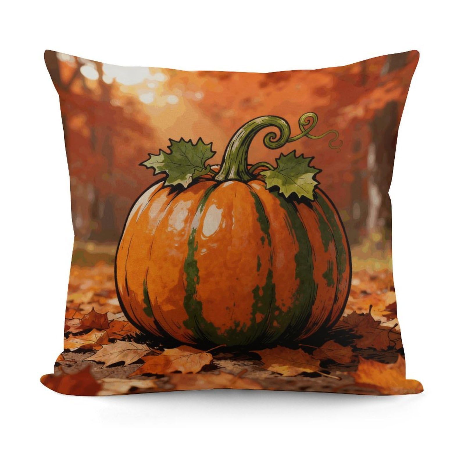 VstaDank Autumn Pumpkin Pillow Covers Soft Plush Decorative Square Pillow Cover Modern Breathable Pillowcases Pillowcase with Invisible Zipper 18x18 Inches for Sofa Living Room