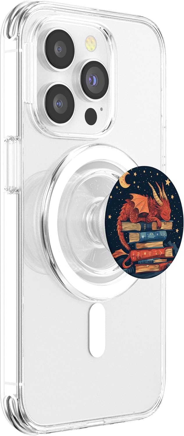 Book Lover Dragon Bookworm Reading Librarian PopSockets PopGrip for MagSafe