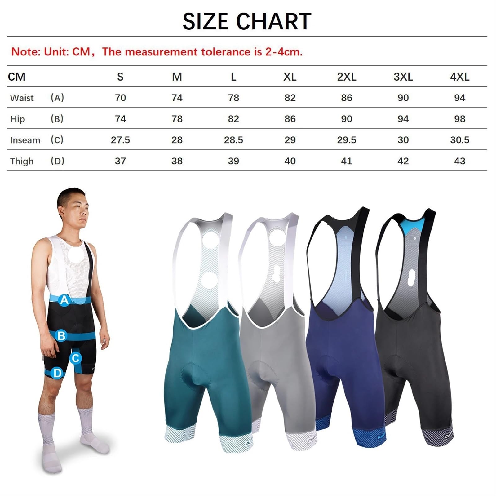Culote Hombre Ciclismo Pantalones Cortos de Ciclismo for Hombre, Mallas Antideslizantes con Pinza Pierna 7cm, Tirantes Hombre(Grey,4XL)