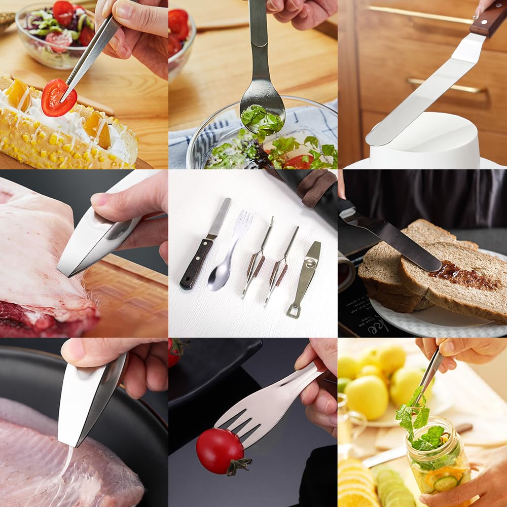 DUEBEL Profesjonalny zestaw do platerowania szefa kuchni z fartuchem, 13-częściowy zestaw do powlekania kulinarnego, narzędzie do platerowania ze stali nierdzewnej do platerowania restauracji,