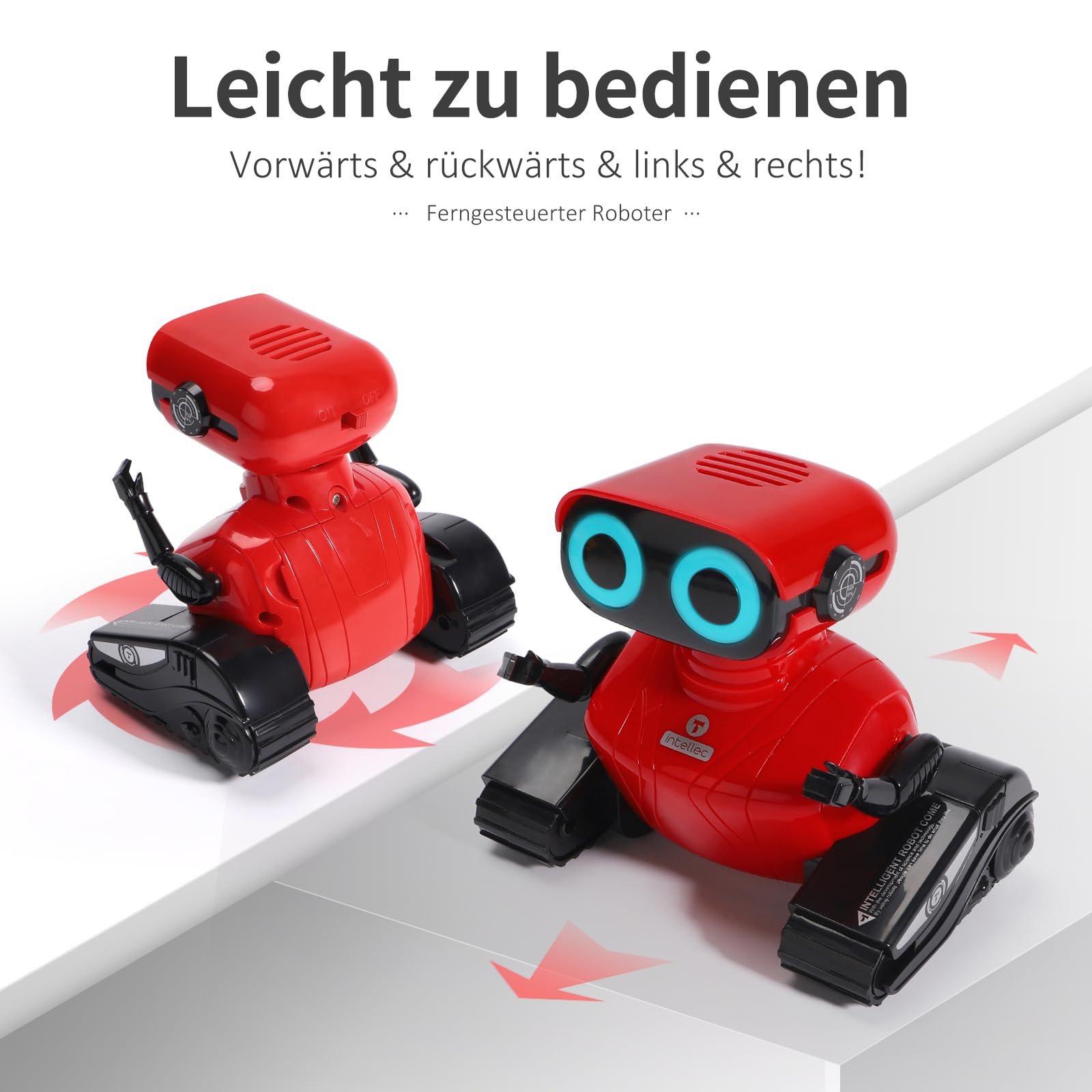 GILOBABY Ferngesteuerter Roboter Spielzeug Mit LED-Augen und Musik - Kinderspielzeug Geschenk für Mädchen Ab 3 Jahre (Rot)