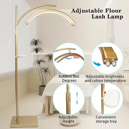 Miniatura 4 de Lámpara de pestañas para extensiones de pestañas, lámpara de pestañas LED ajustable, luz de media luna, tatuaje, iluminación sin sombras, para Dorado