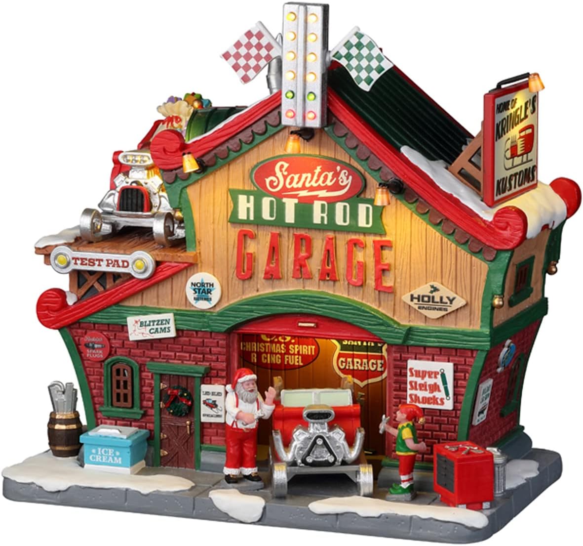 Lemax Santa's Hot Rod Garage, with 4.5V Adaptor #25863
