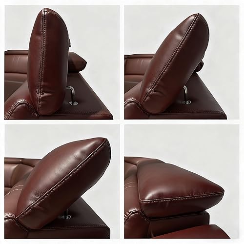 Miniatura 9 de Juego de sofá reclinable eléctrico, sofá seccional reclinable de 3 plazas con reposacabezas ajustable y reclinación eléctrica, cuero transpirable