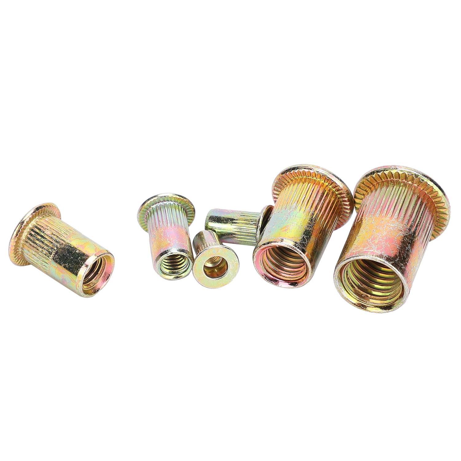 Galvanized Rivet Nut Set, 6 Types M8 Steel Fasteners for Metal Plates Pipes, with Surface for Automotive Elevators Furniture Decorations