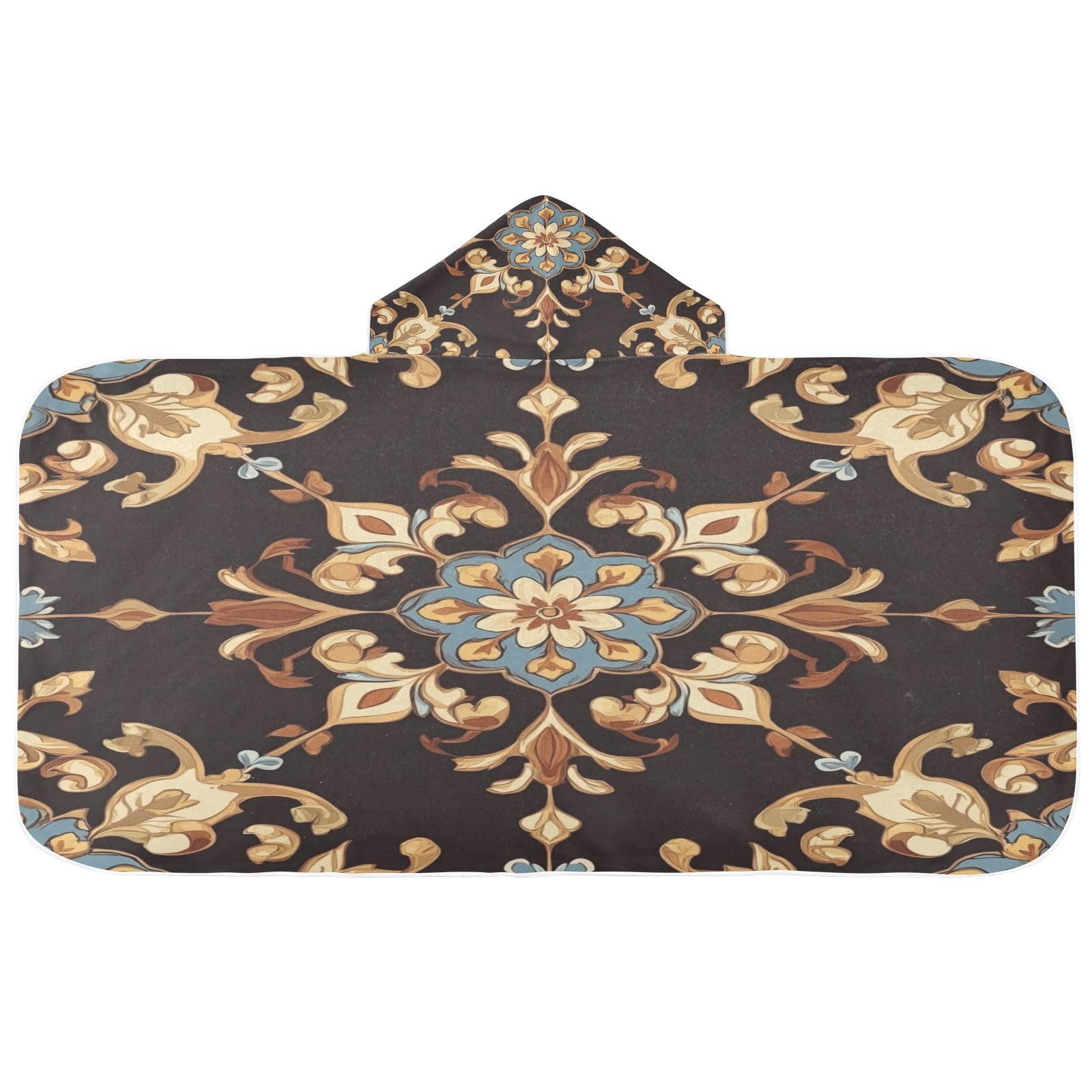 Kigai Ethnic Print Hooded Beach Towel for Kids Soft Absorbent Quick Dry Bath Towel with Hood Lightweight Toddler Shower Pool Bath Wrap for Boys Girls