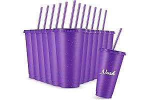 Amyhill Purple Reusable Glitter Tumblers