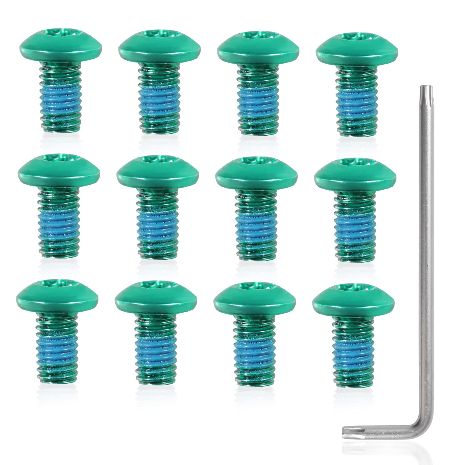 SPEEDWOX 12 Pcs Bicycle Rotor Screws, Disc Brake Rotor Bolts M5x10mm, MTB Rotor Bolts Green with T25 Star Wrench for Road Bike Mountain Bike — image 1