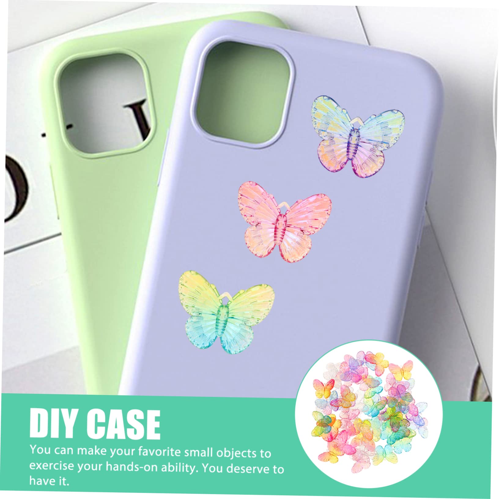 BELLIFFY 100 Pcs Butterfly Hair Accessories Nail Decors Nail Art Decorations Nail Art Supplies Artificial Butterflies Decorative Butterflies Vibrant Decors for Nails Supplies