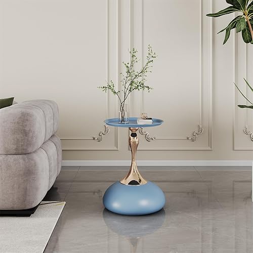 Mesa auxiliar redonda pequeña de metal de lujo para espacios pequeños, mesa de Martini moderna, mesa decorativa para bebidas, mesa de café, mesita