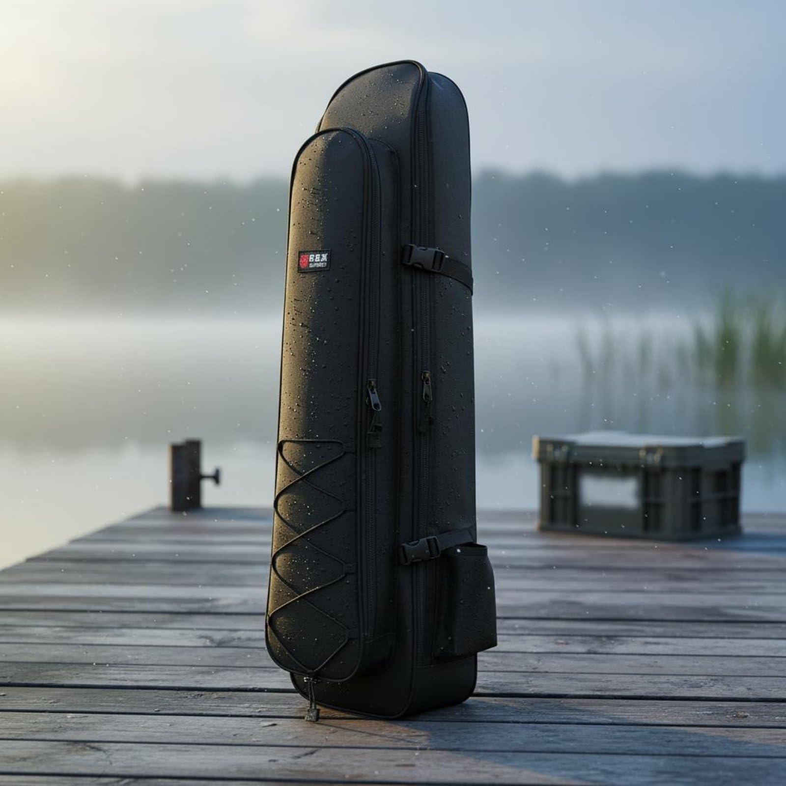 Zaino da Pesca Borsa Porta Canna Attrezzatura Esche Scatole Filo PVC E Oxford Portabilità Zainetto Spalle Regolabili Adatto per Uscite in Riva Viaggi Campeggio Escursioni Regali, Black, 1M