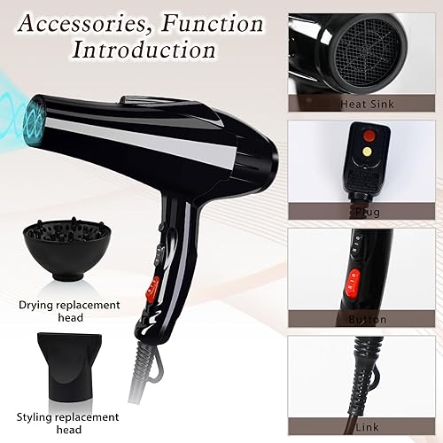 Miniatura 2 de Secador de pelo profesional de 3500 W, potente secador de pelo de salón de belleza, turmalina de cerámica de secado rápido, secador de pelo iónico