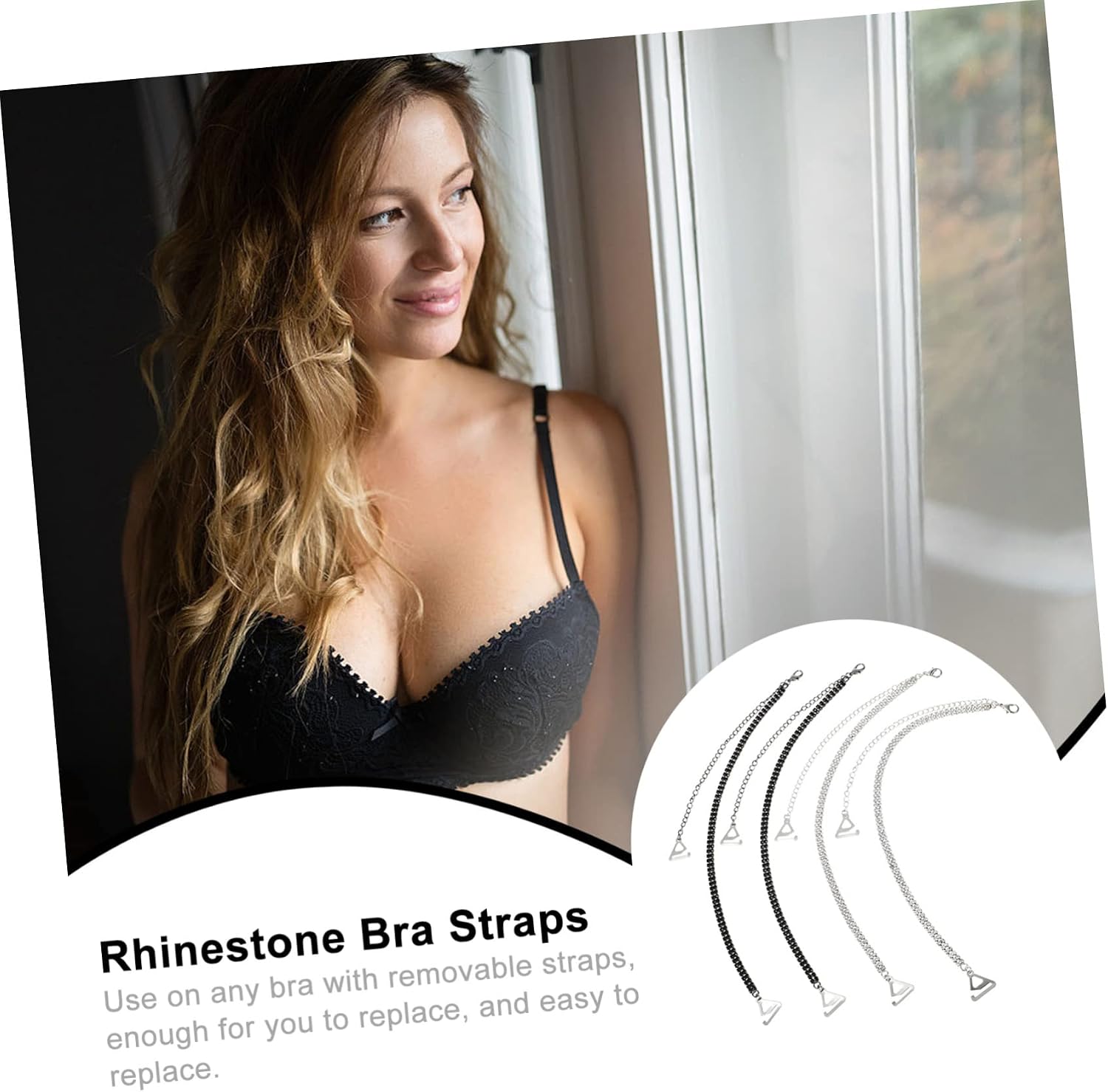 2sets Non-slip Bra Straps for Women Pearl Bra Straps Adjustable Length Perfect for Off-shoulder Dresses and Tops 2pairs*2