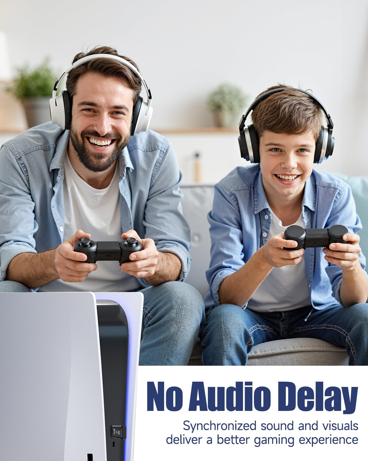 ZEXMTE PS5 Bluetooth Adapter, 5.3 USB Bluetooth Adapter, Wireless Audio Transmitter for PS4/5 Switch PC to Connect Headphones, Earbuds & Speaker, Dual Device Connection, Low Latency, Plug & Play